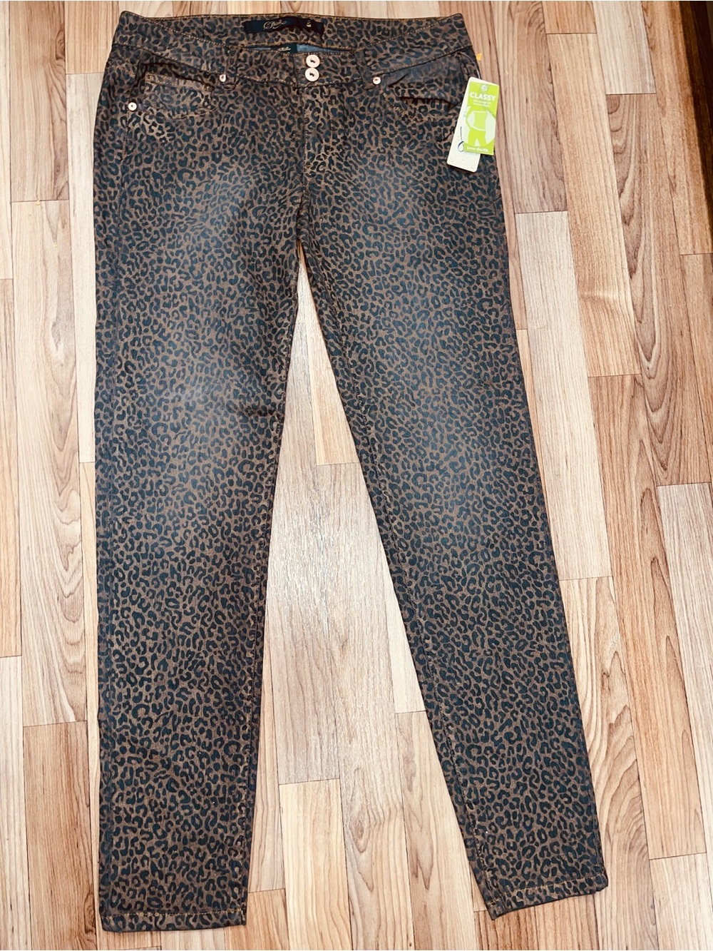 NWT C. Pink Cheetah Leopard Print Skinny Jeans โ 5-Pocket Stretch Denim Size 11
